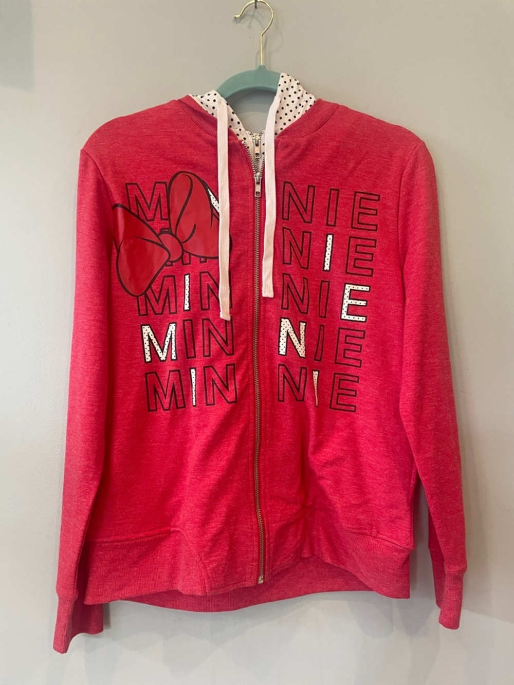 Red Minnie Graphic Zip-Up Hoodie ladies medium to large fit like new